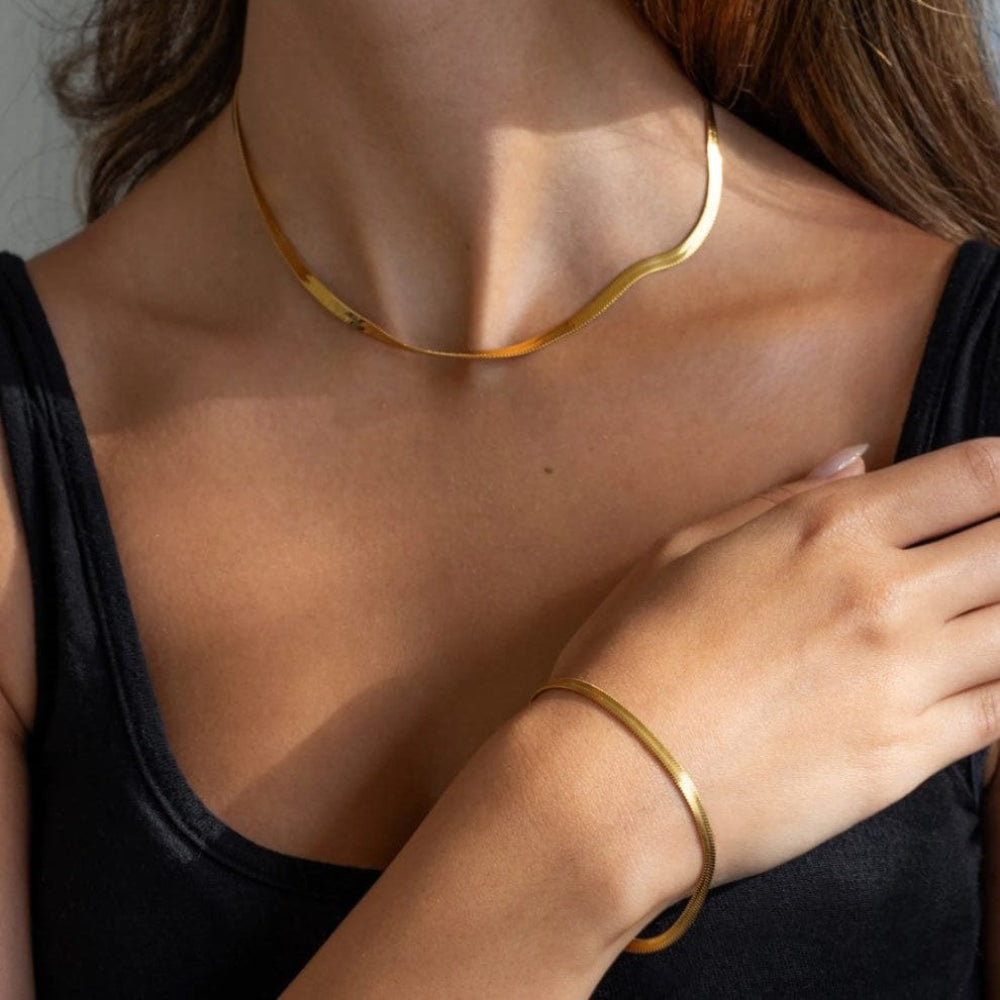 Elegant Gold Snake Chain Necklace – Timeless Shine, Effortless Luxury